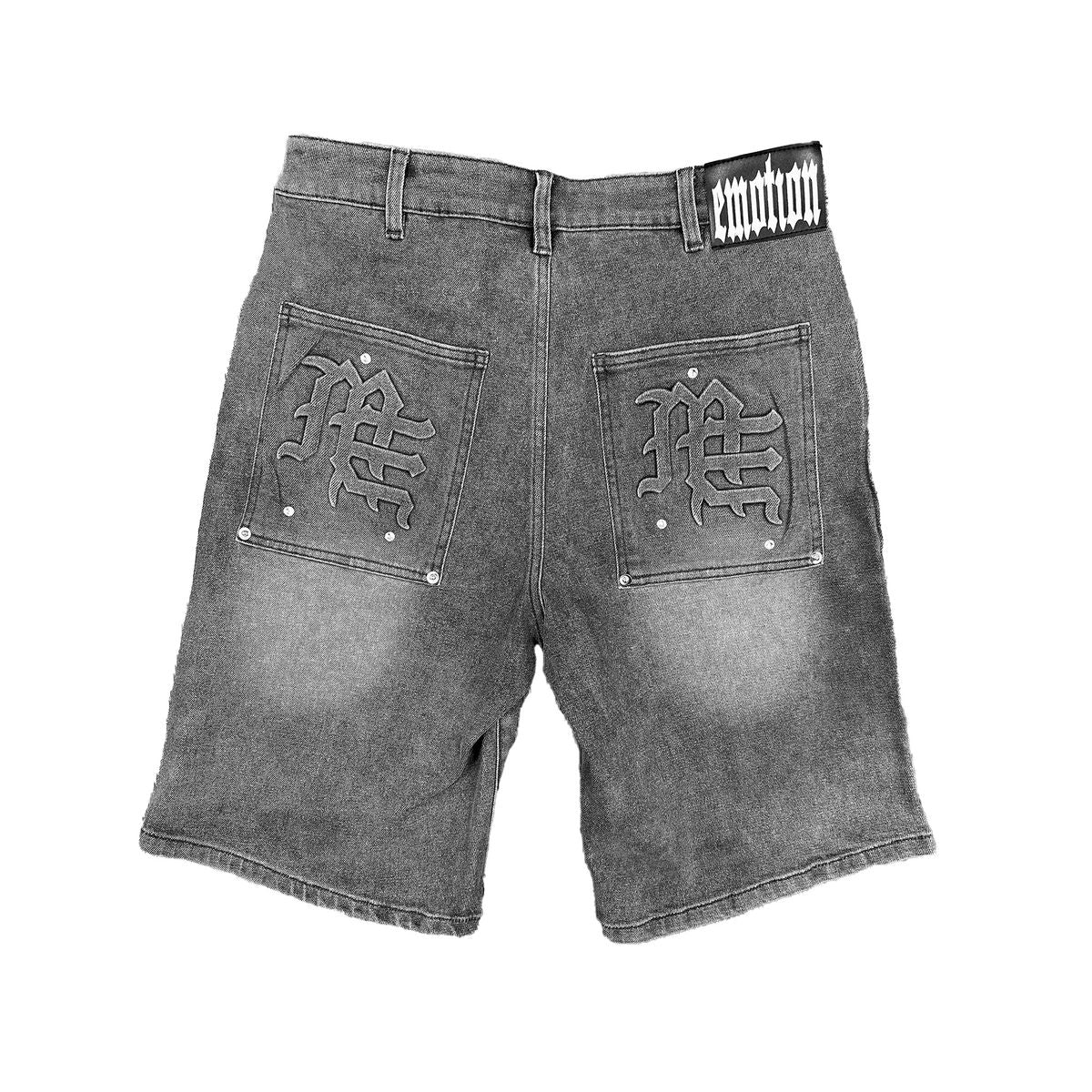 Mixed Emotions Paisley Denim Black Shorts (Black)