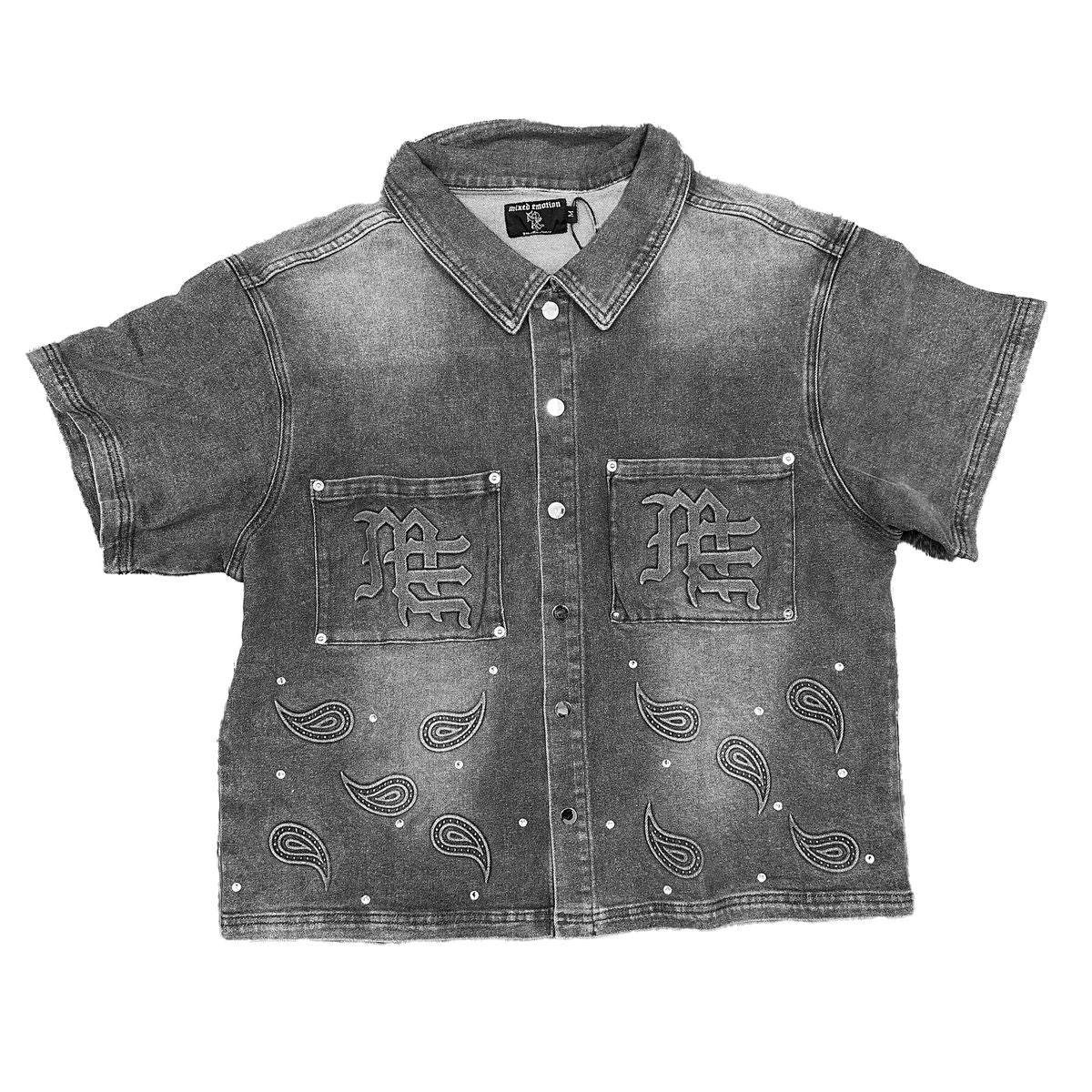 Mixed Emotions Paisley Denim Black Shirt (Black)