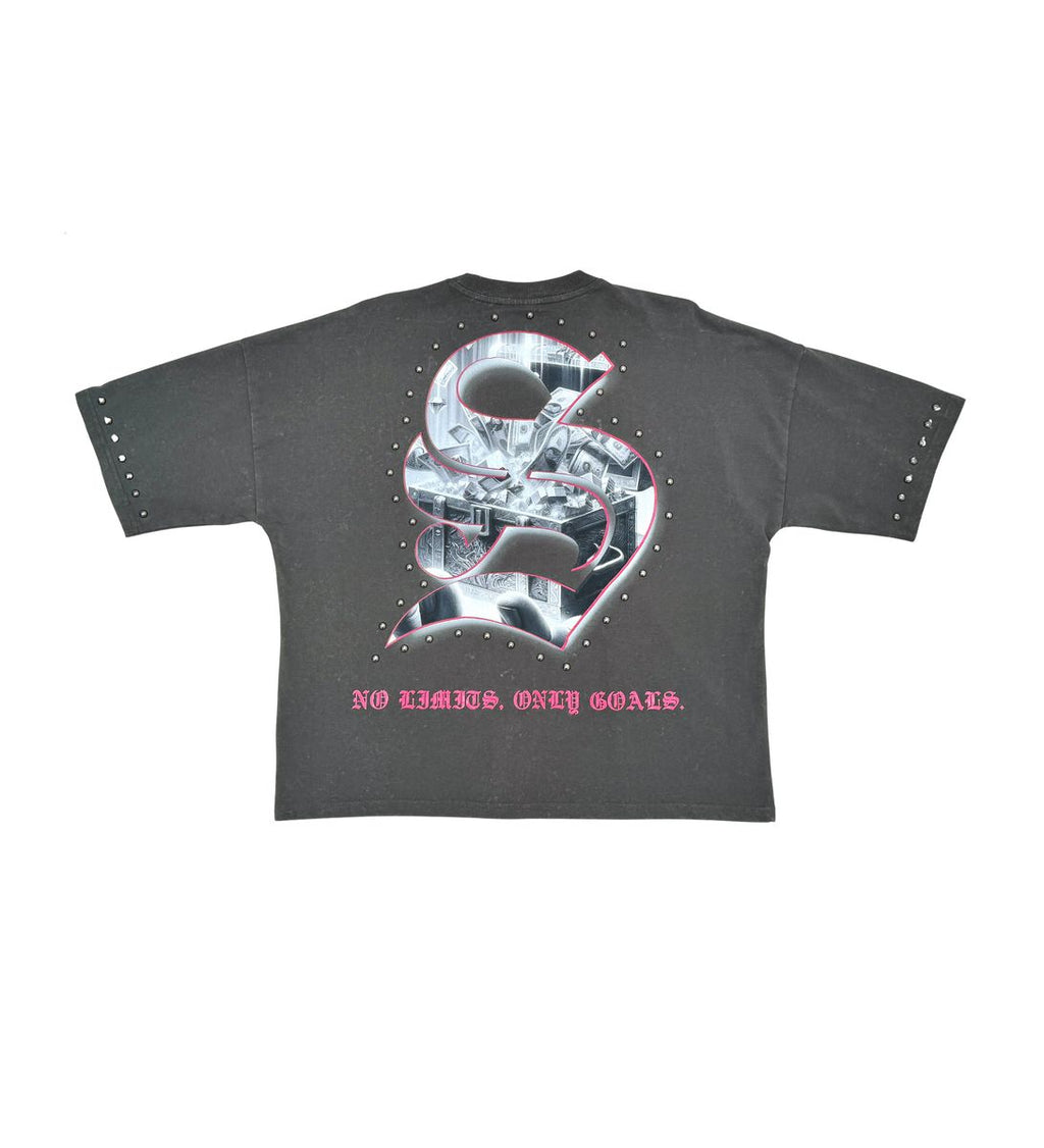 Stray wide & crop fit tee (Charcoal)