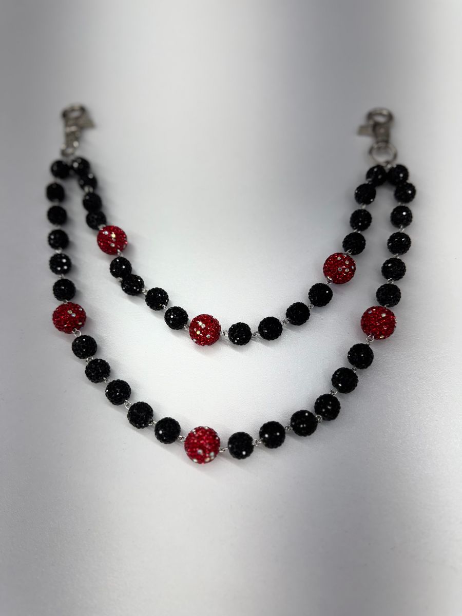 DRUNZ BLCK RED W DOTS WALLET CHAIN