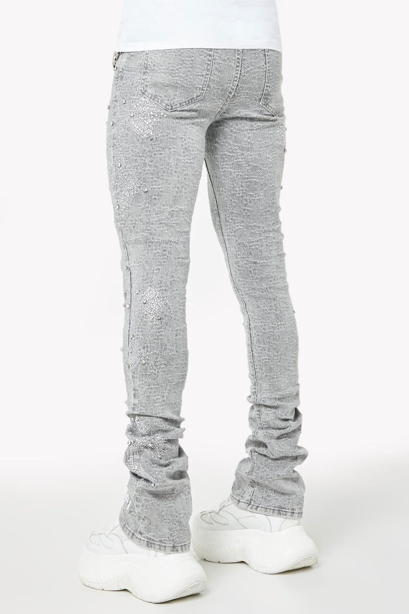 GUAPI Smoke Grey Distressed Cross Denim