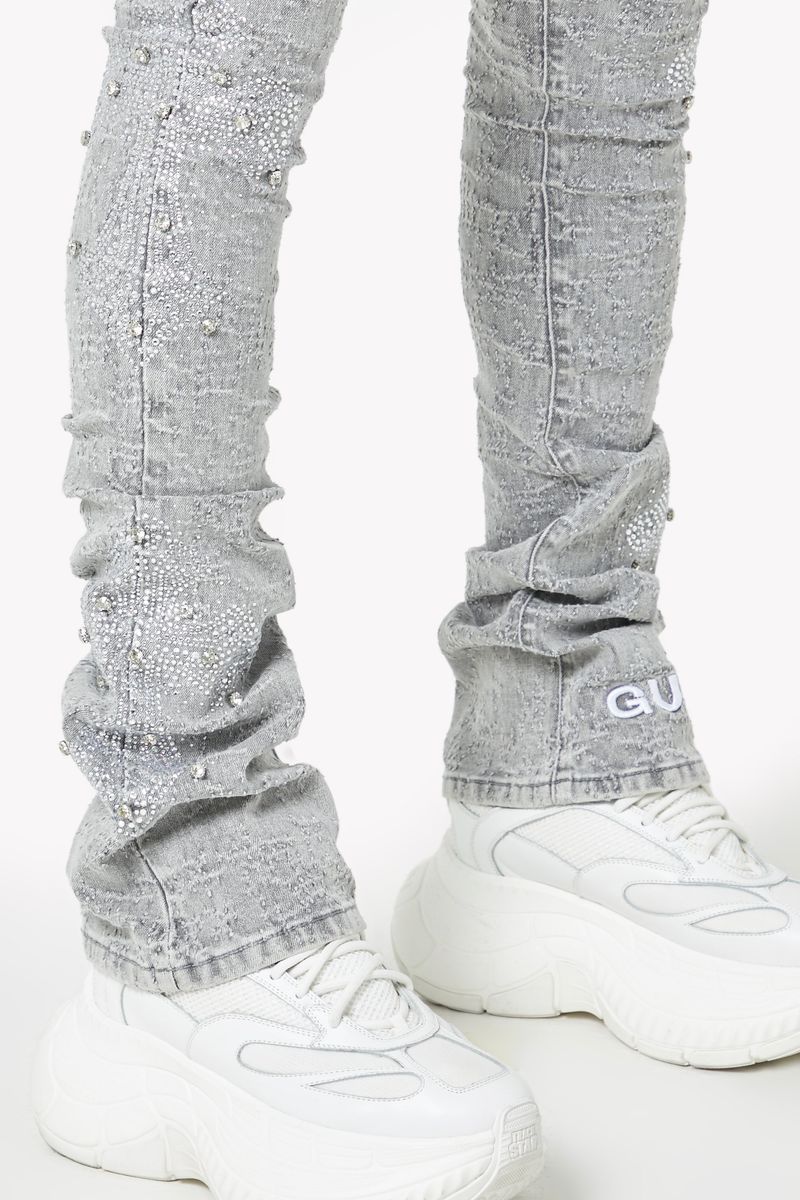 GUAPI Smoke Grey Distressed Cross Denim