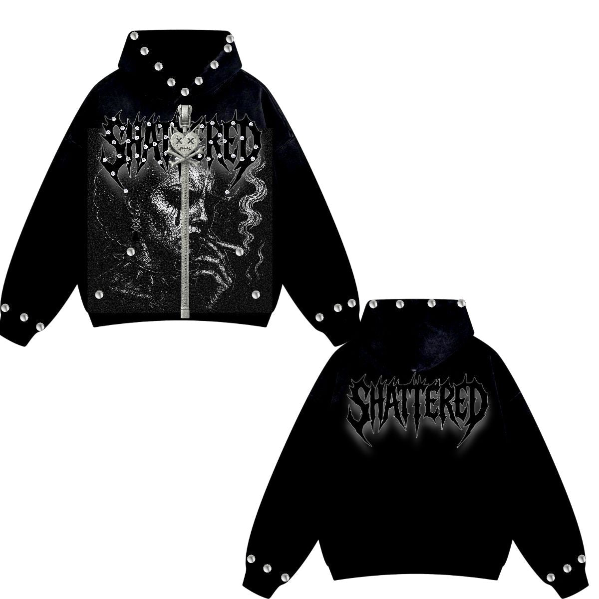 Shattered Hearts STUDED ANXIETY SMOKES Hoodie