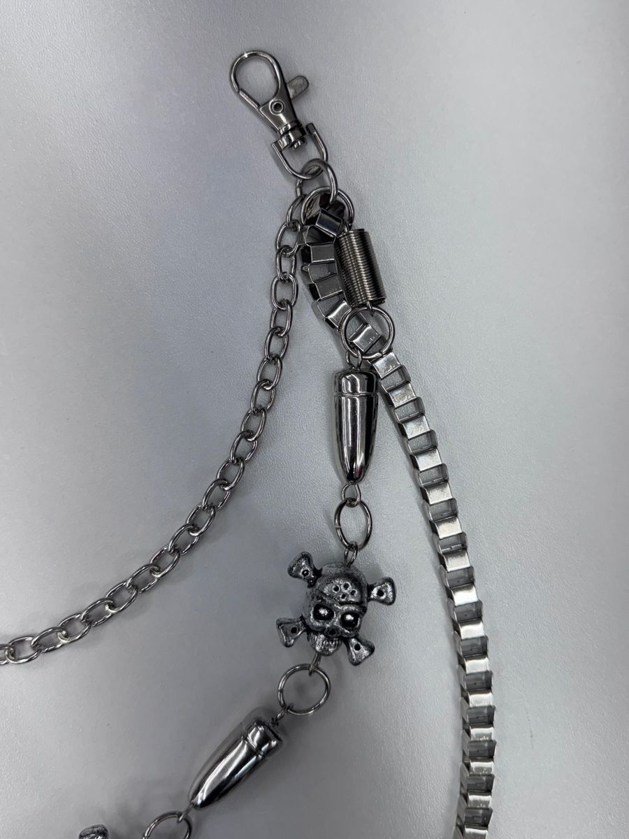 DRUNZ Silver Skull Layered Pocket Chain