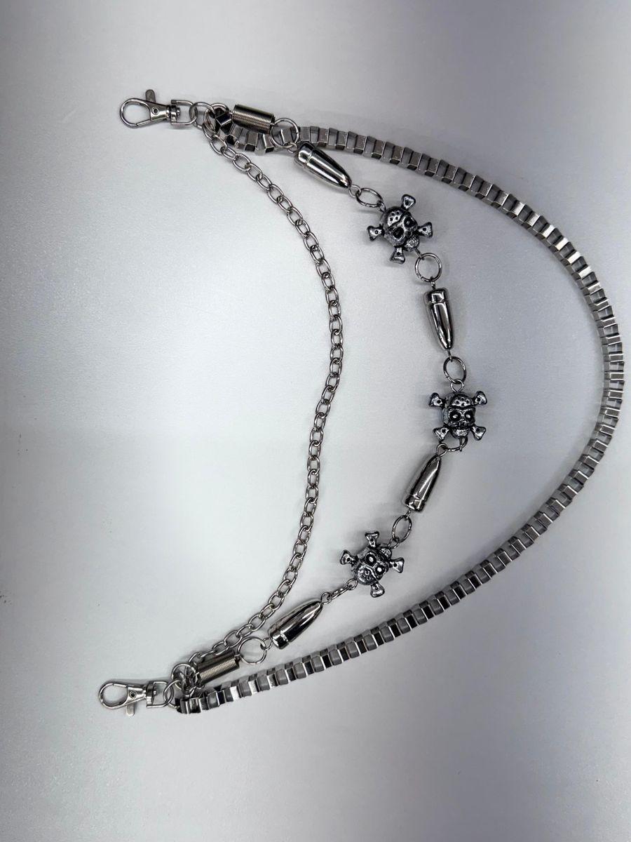 DRUNZ Silver Skull Layered Pocket Chain