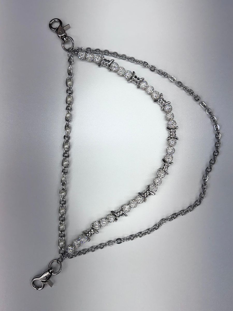 DRUNZ SILVER W WHITE 3 LAYER WALLET CHAIN