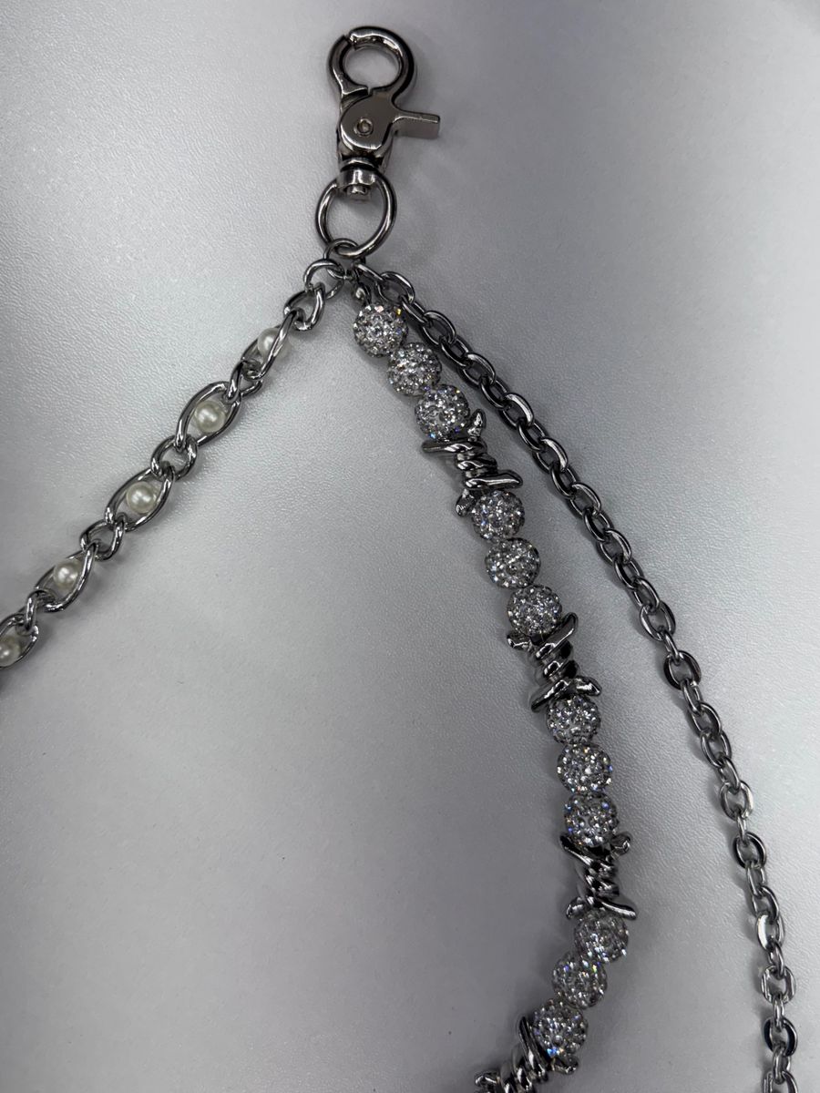 DRUNZ SILVER W WHITE 3 LAYER WALLET CHAIN