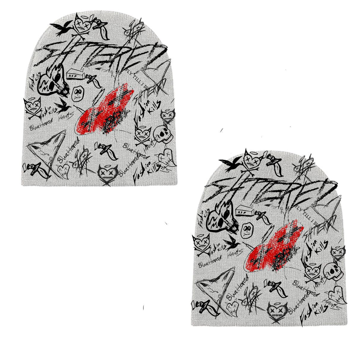 Shattered Hearts DOODLE BEANIE