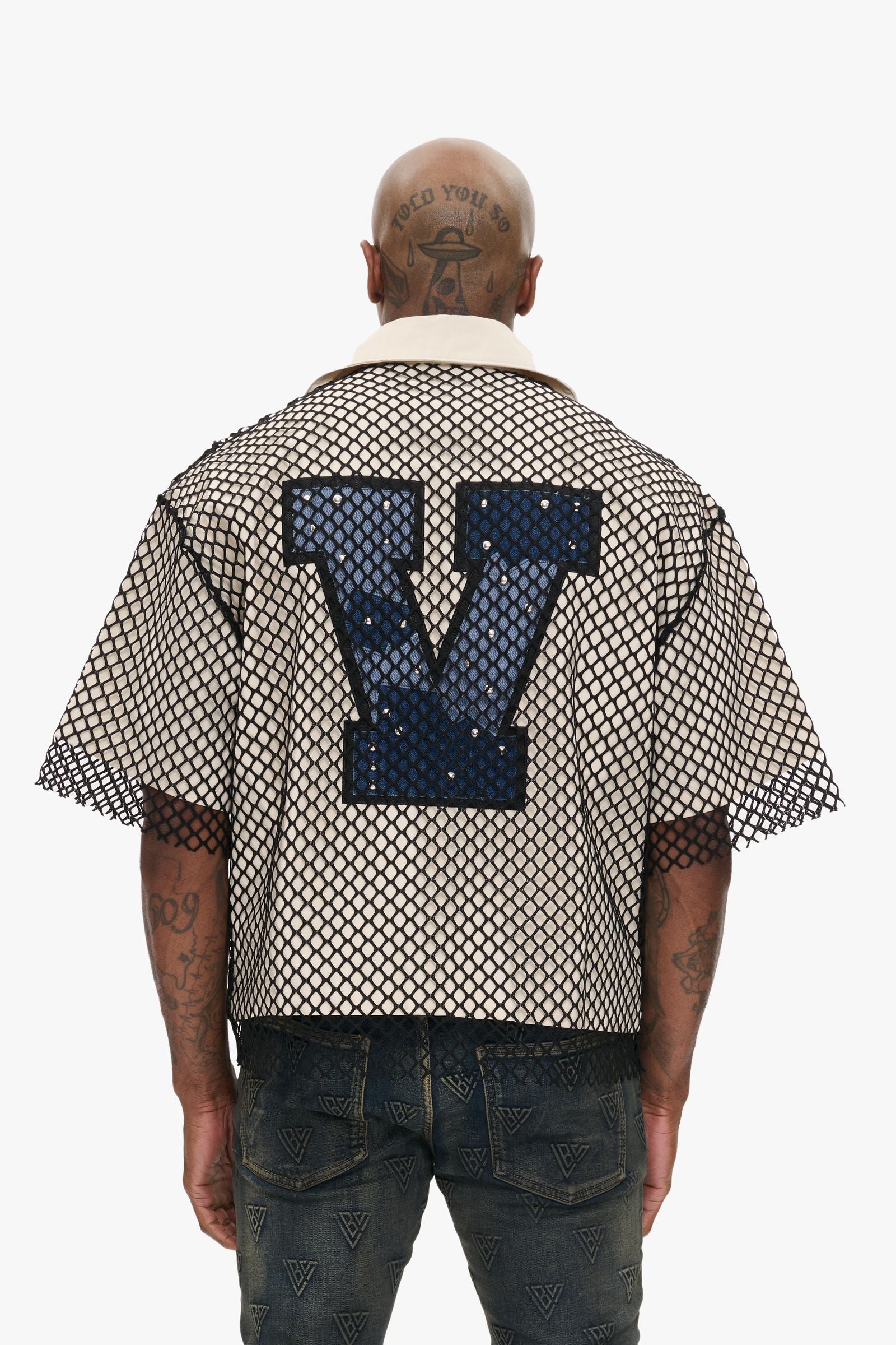 Valabasas "VEGAPUNK" FISHNET BUTTON DOWN (VEGAPUNK - OFF WHITE)