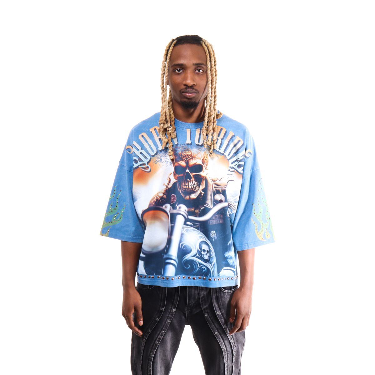 Stray Born to ride 3/4 sleeve tee (Blue)