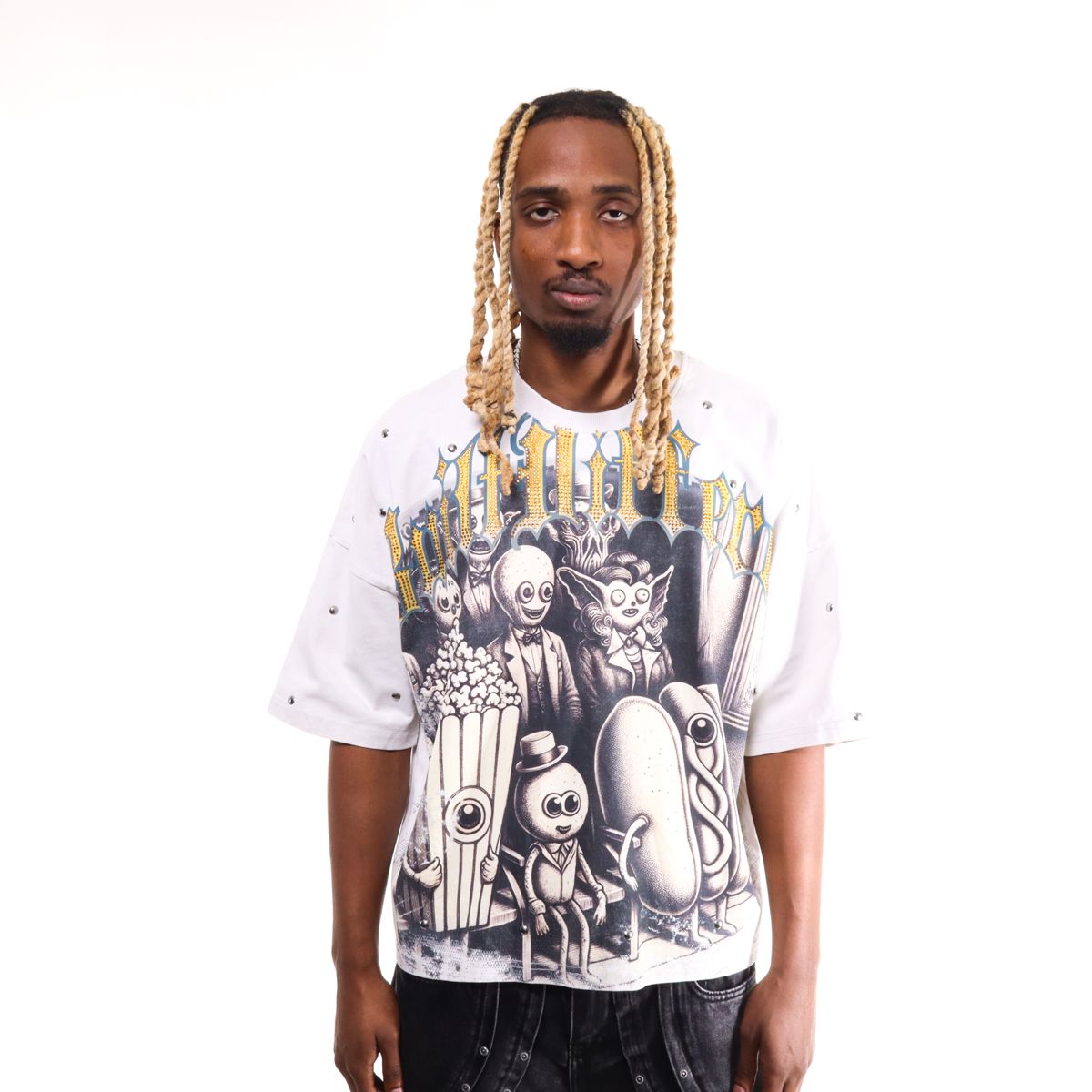 Stray One of a kind wide & crop fit tee (Light Grey)