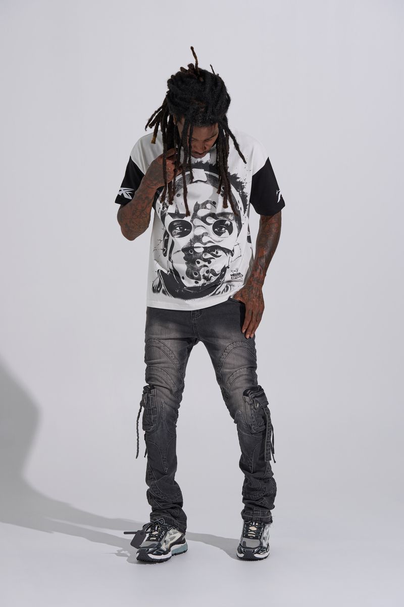 PHEELINGS "SHOOT FOR THE STARS" STACK CARGO DENIM (BLACK WASH)