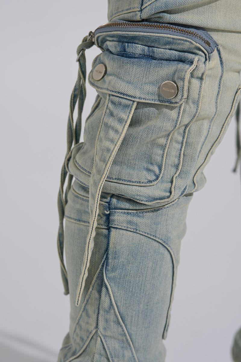 PHEELINGS "SHOOT FOR THE STARS" STACK CARGO DENIM (LIGHT BLUE)
