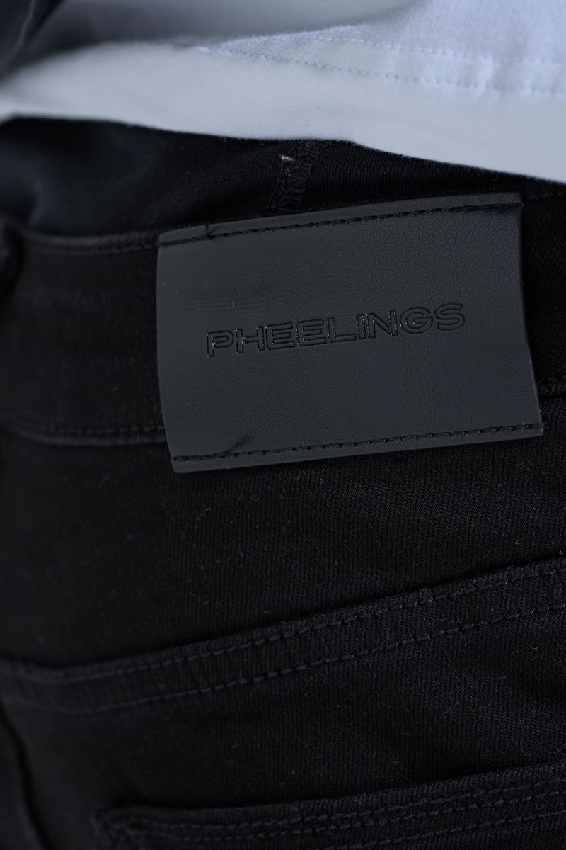 PHEELINGS "BLACK LABEL DISTRESSED STACK" STACKED DENIM (JET BLACK)