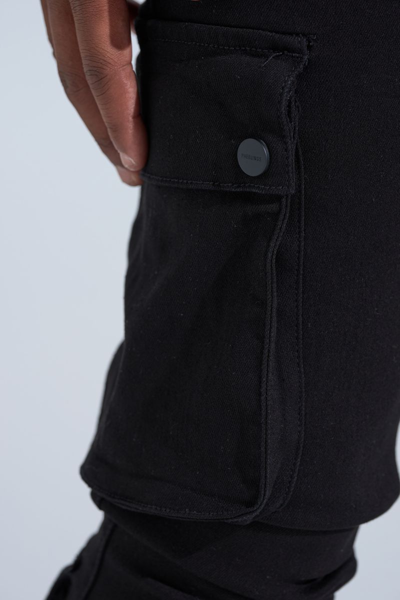 PHEELINGS "BLACK LABEL CARGO" STACK DENIM (JET BLACK)