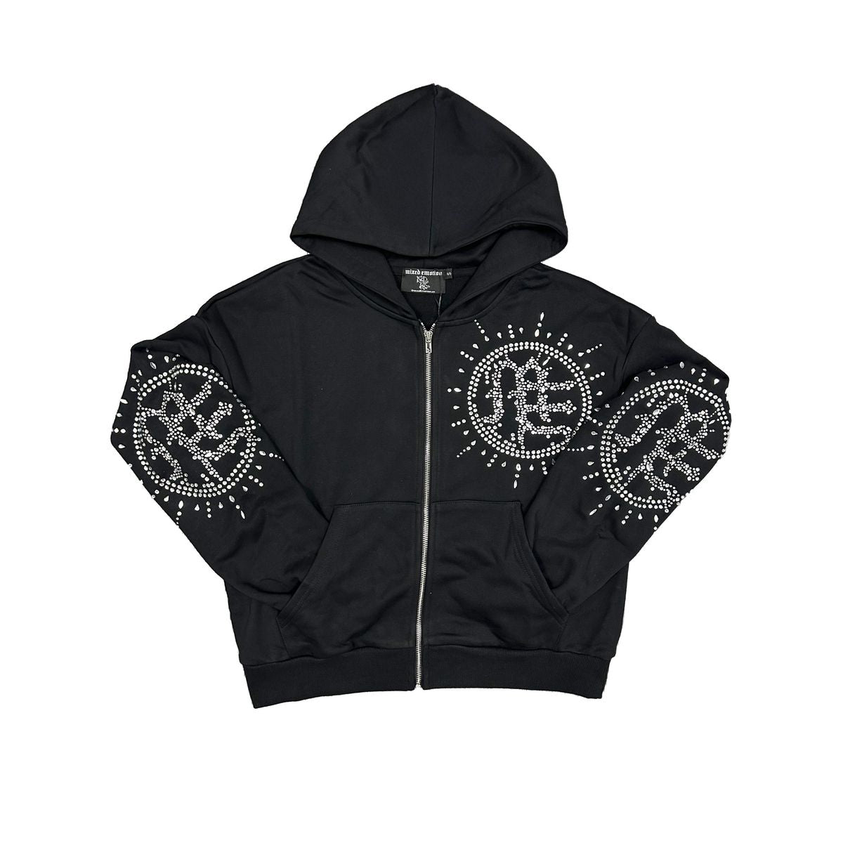 Mixed Emotion Eclipse’ Black Rhinestone Hoodie & Sweats