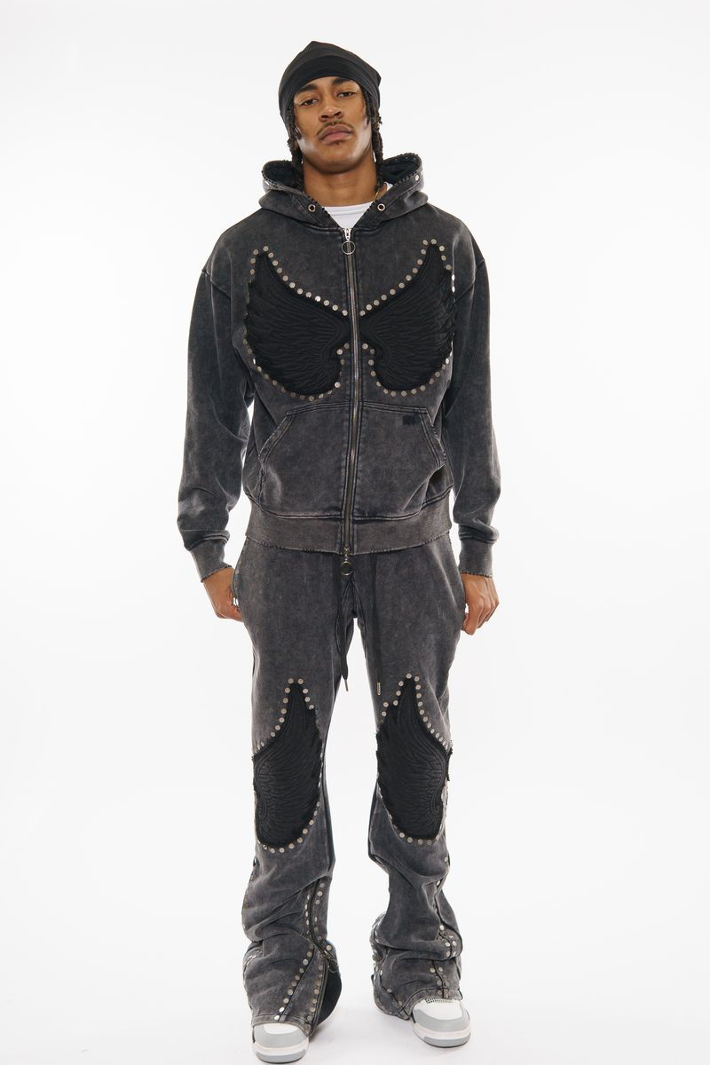 Gunzinii french terry hoodie set (Black)