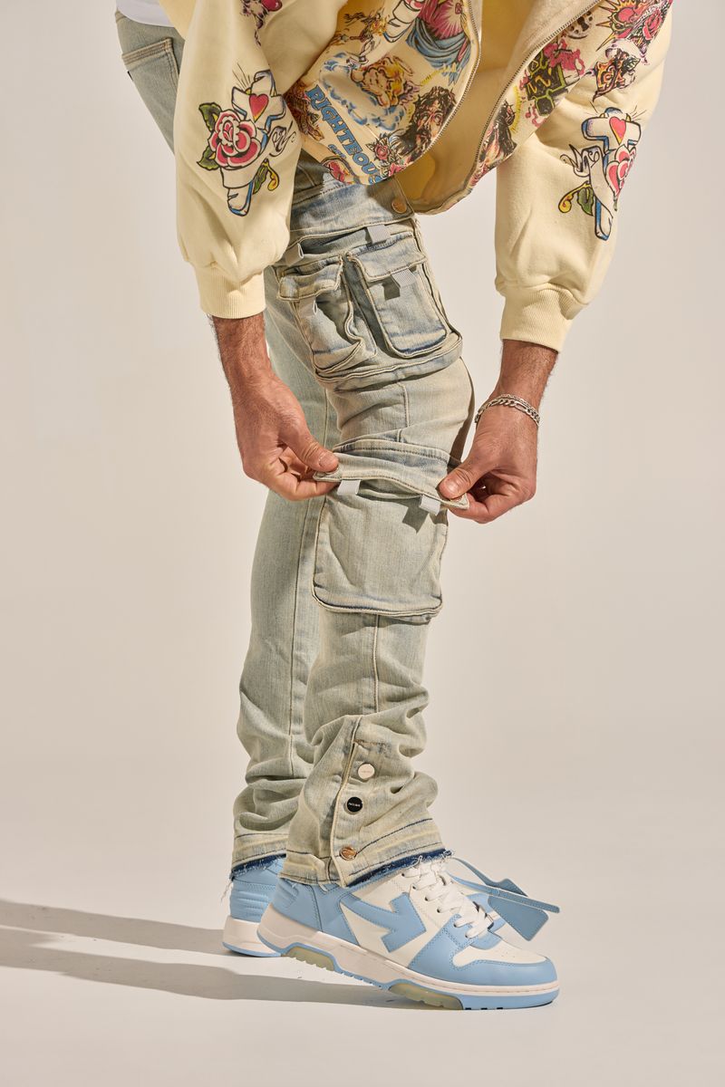 PHEELINGS "EMPOWERED ESSENCE" STACK CARGO DENIM (LIGHT BLUE)