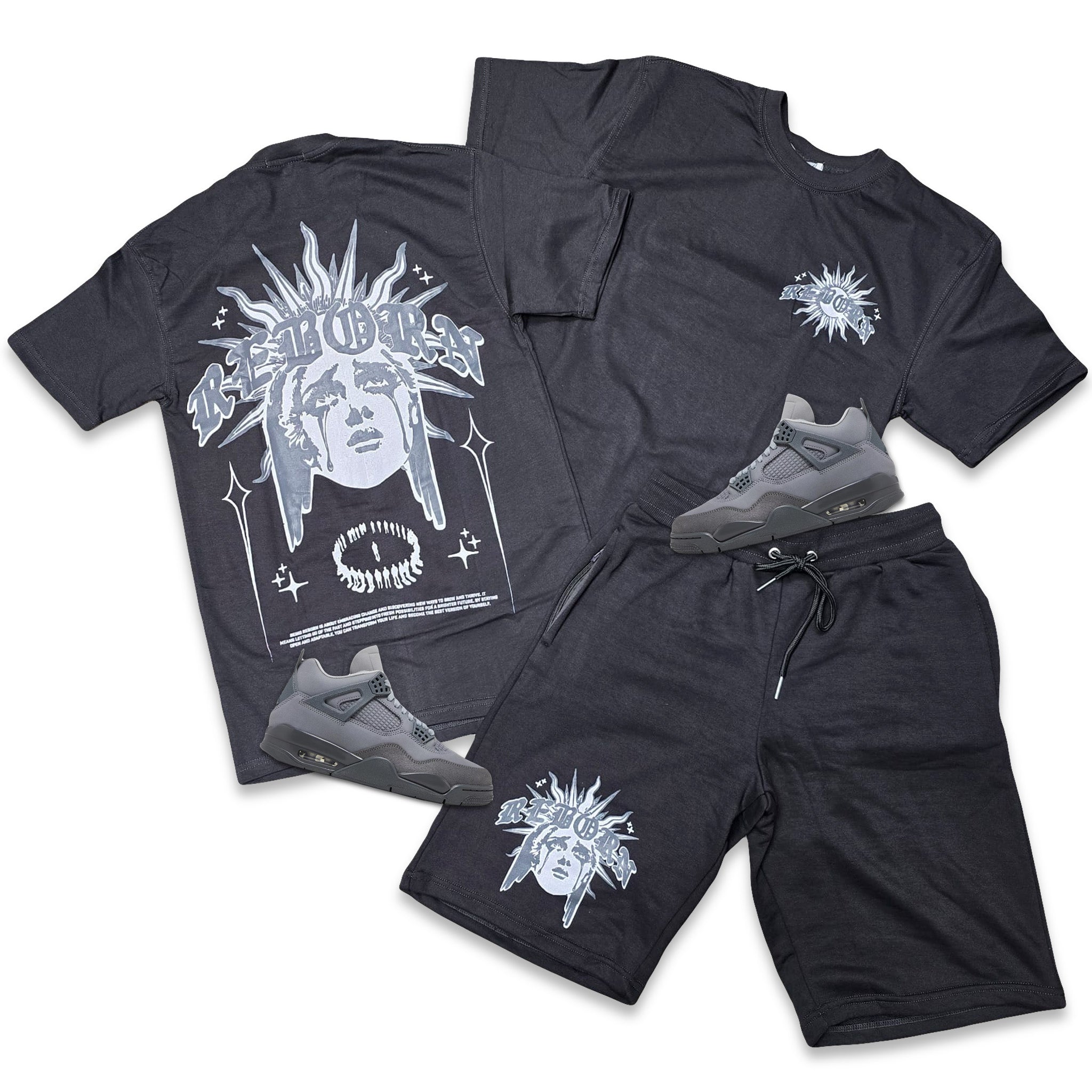 Retro Label REBORN Shorts and Shirt Set (Retro  4 Retro Wet Cement)