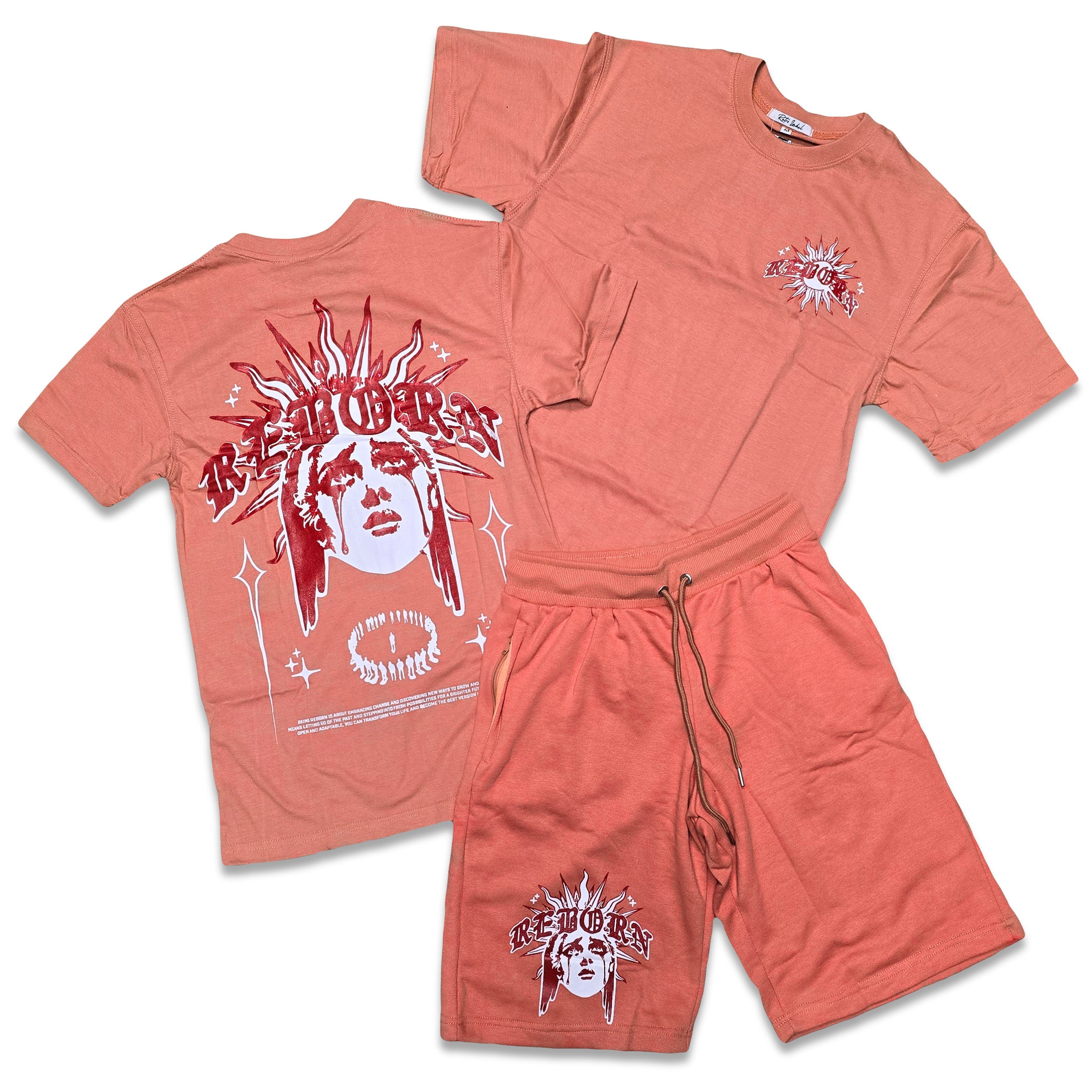 Retro Label REBORN Shorts and Shirt Set (Retro 13 Dune Red)