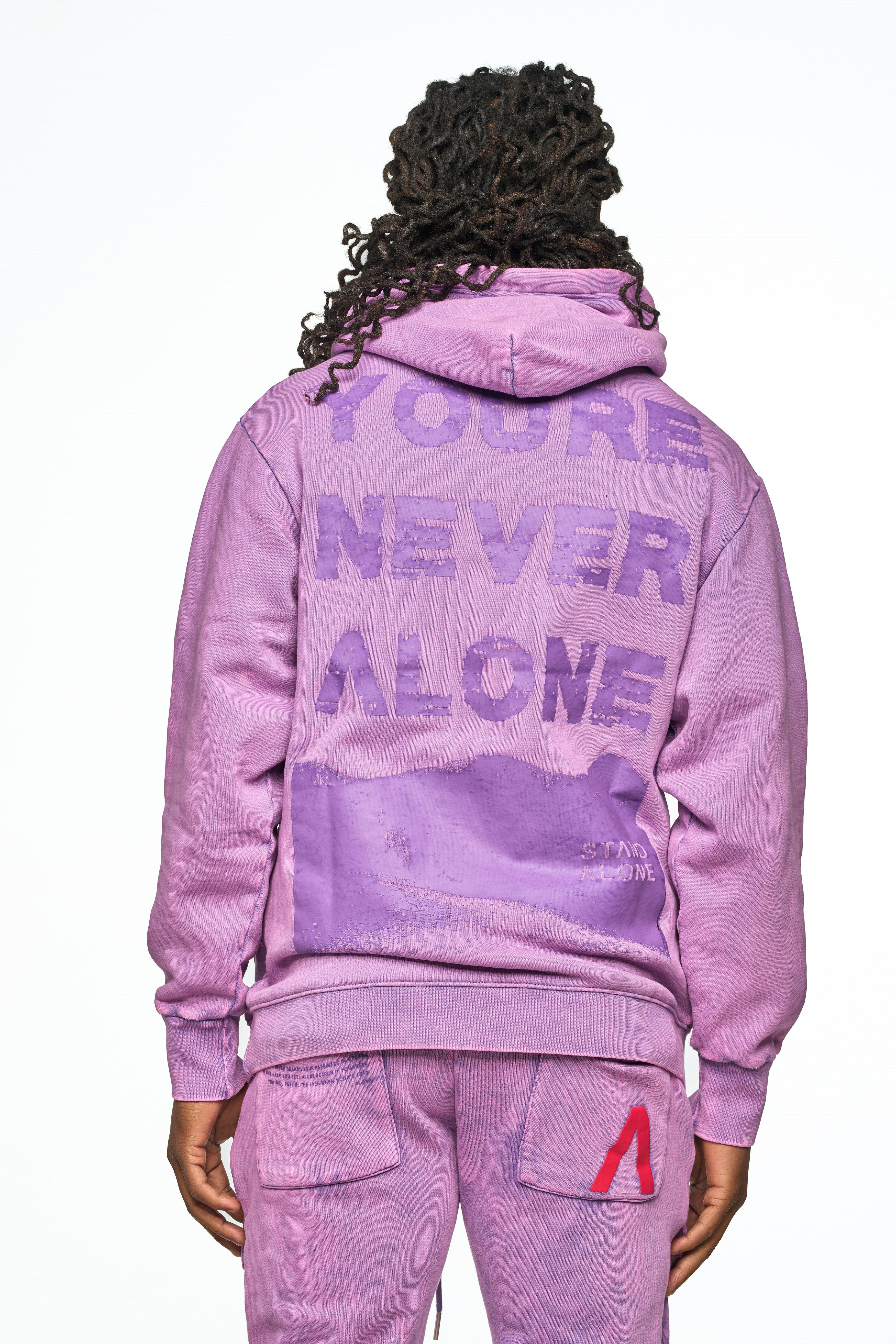 AOLOGNE NEVER ALONE LAVENDER HOODIE (LAVENDER)