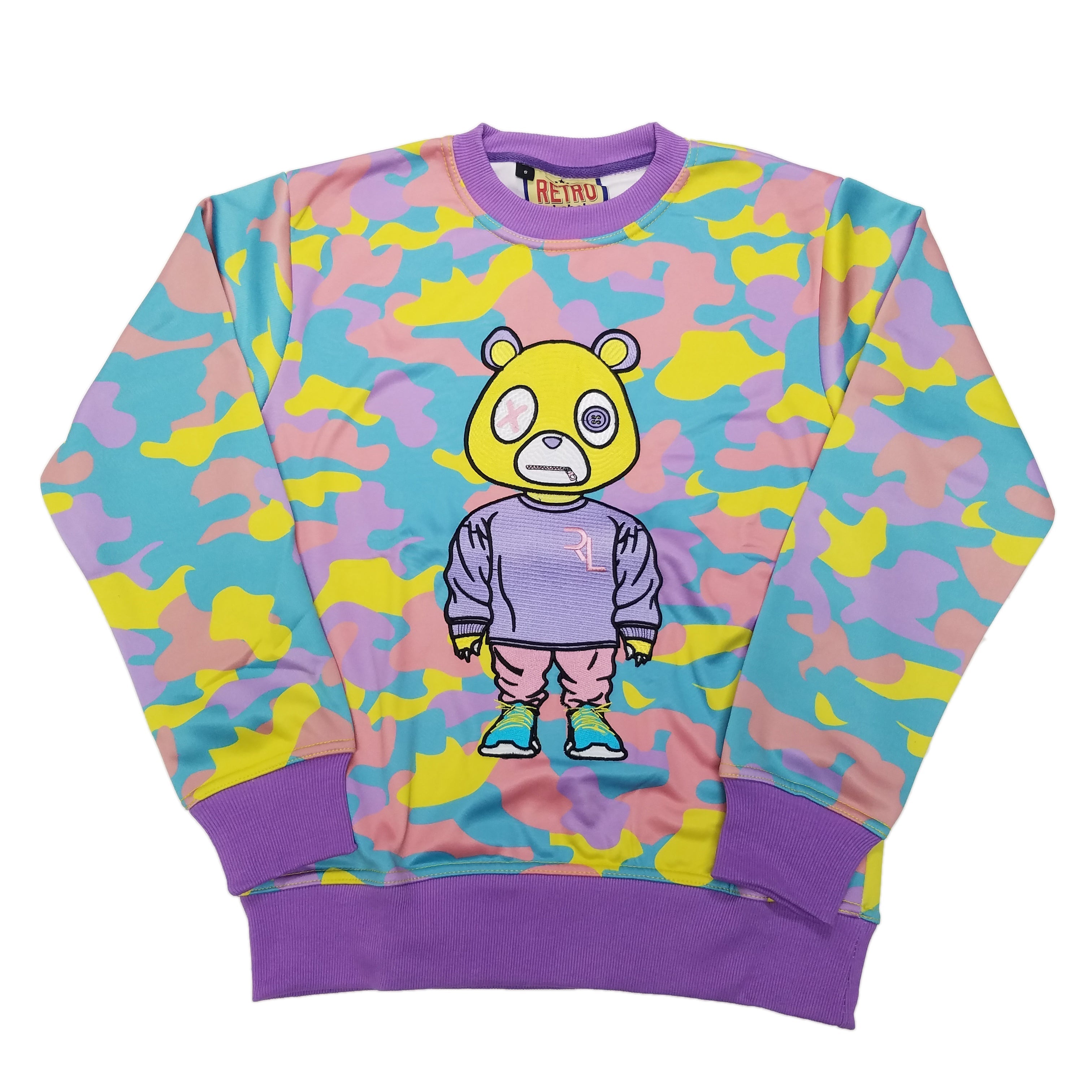 Retro Label Drip Bear Crewneck (Easter Camo)