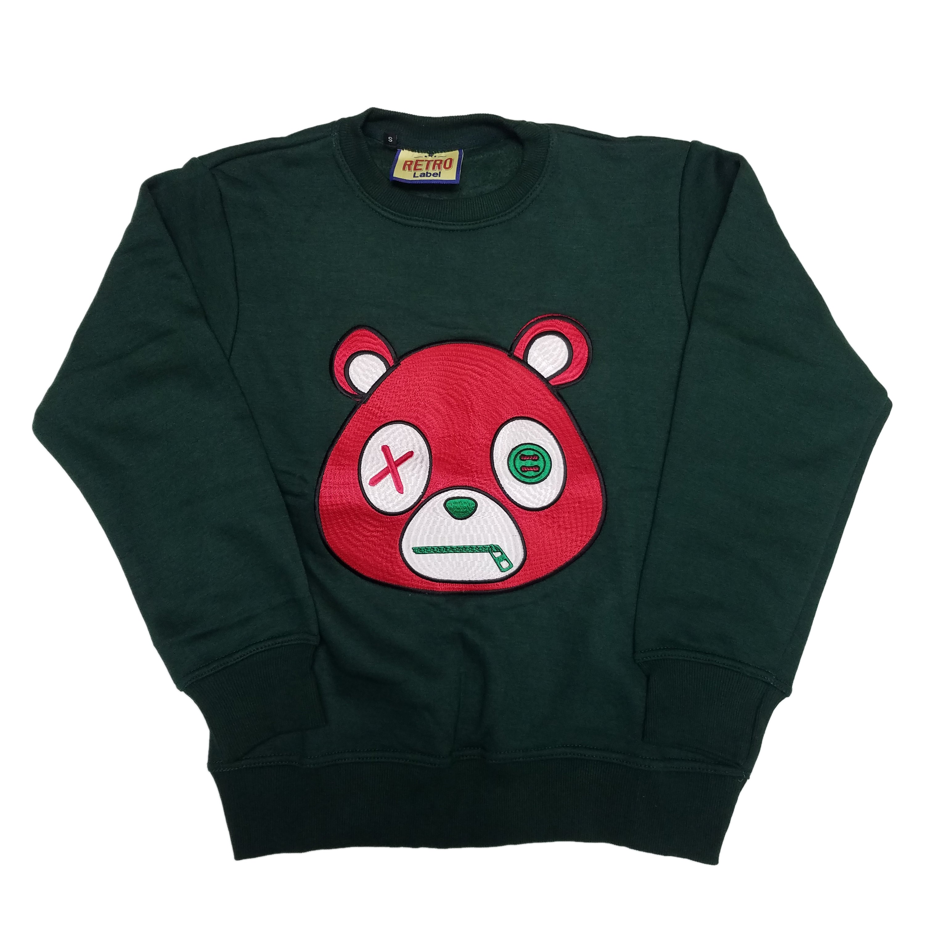 Retro Label Mask Bear Crewneck (Green)