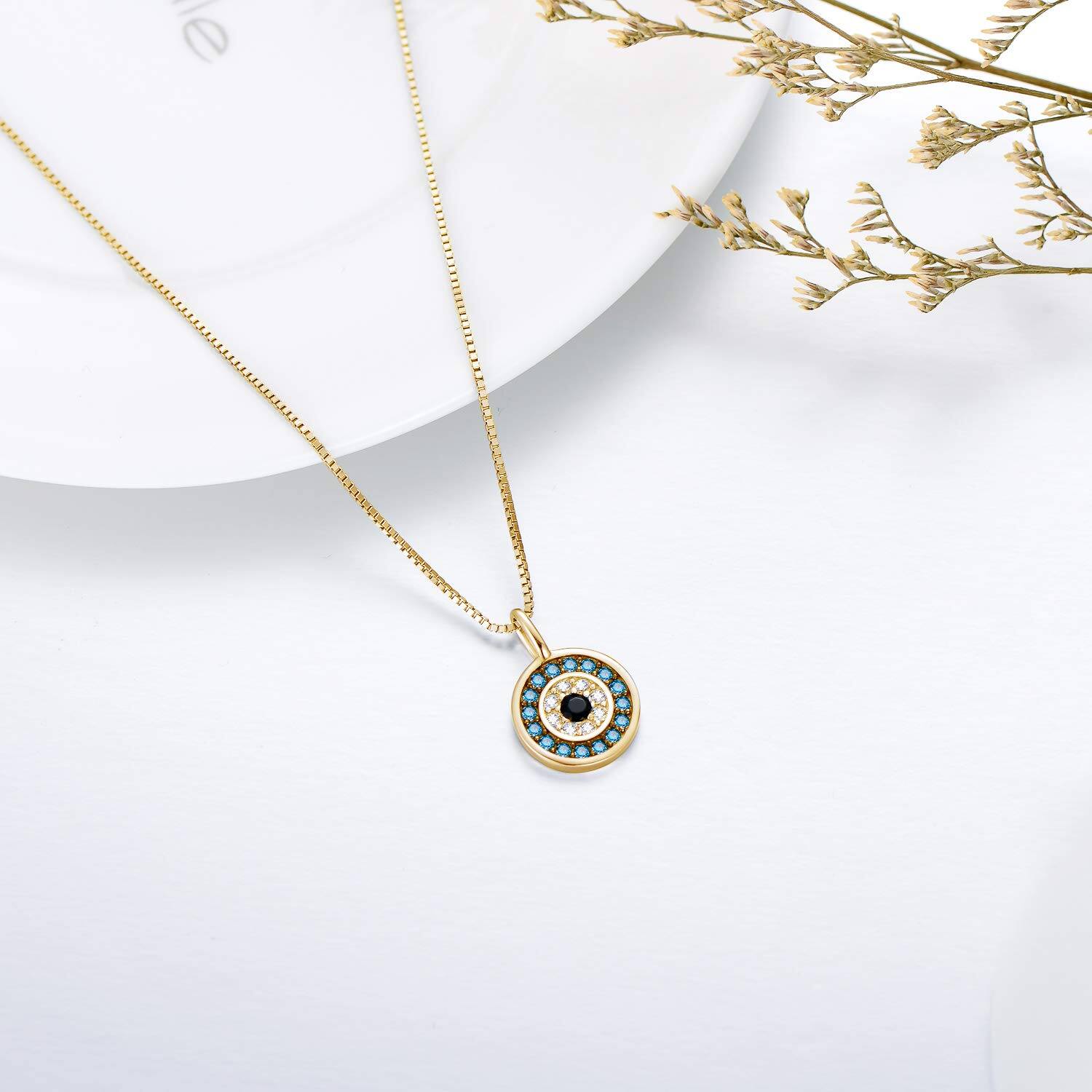 925 Sterling Silver Blue Evil Eye Pendant Necklace