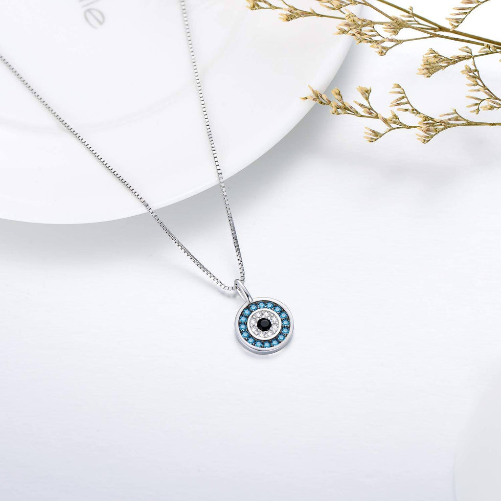 925 Sterling Silver Blue Evil Eye Pendant Necklace