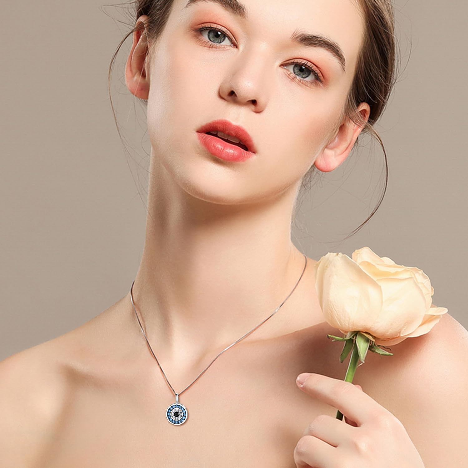 925 Sterling Silver Blue Evil Eye Pendant Necklace
