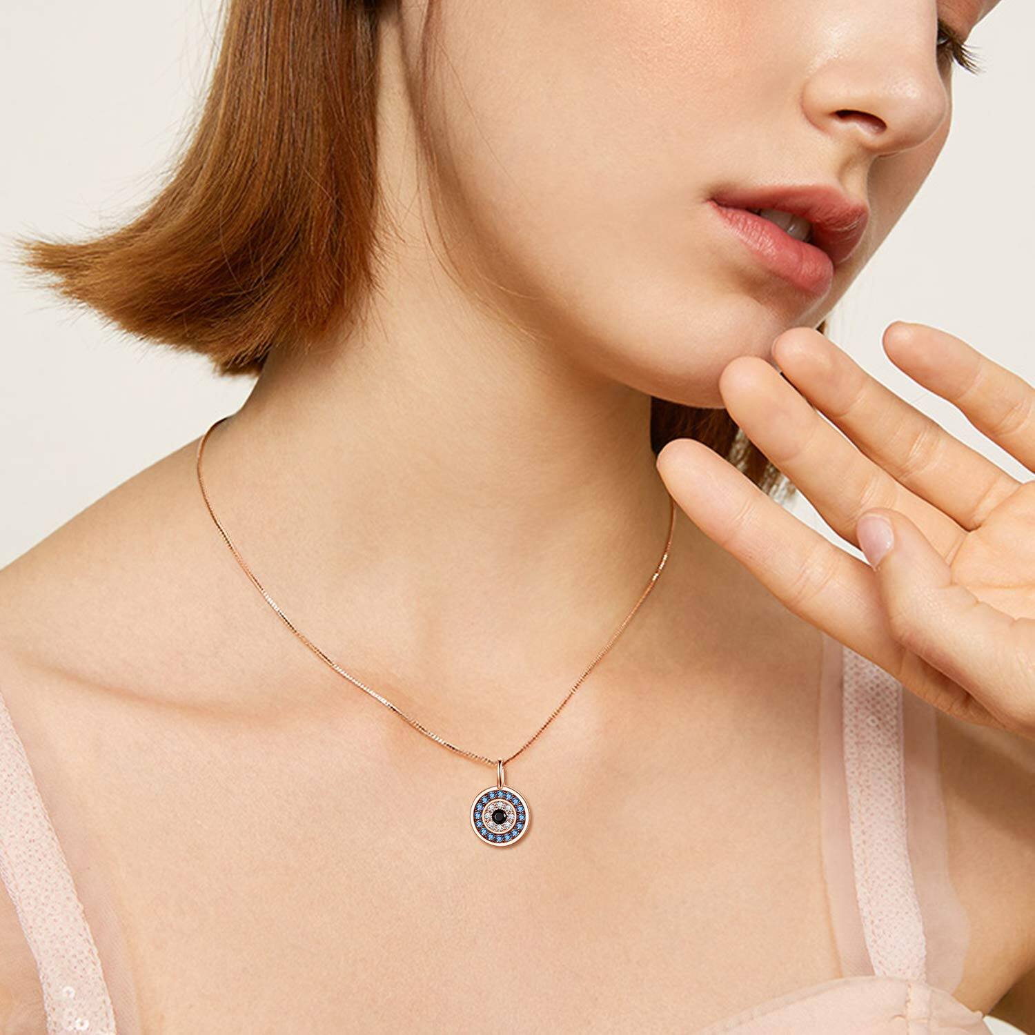 925 Sterling Silver Blue Evil Eye Pendant Necklace