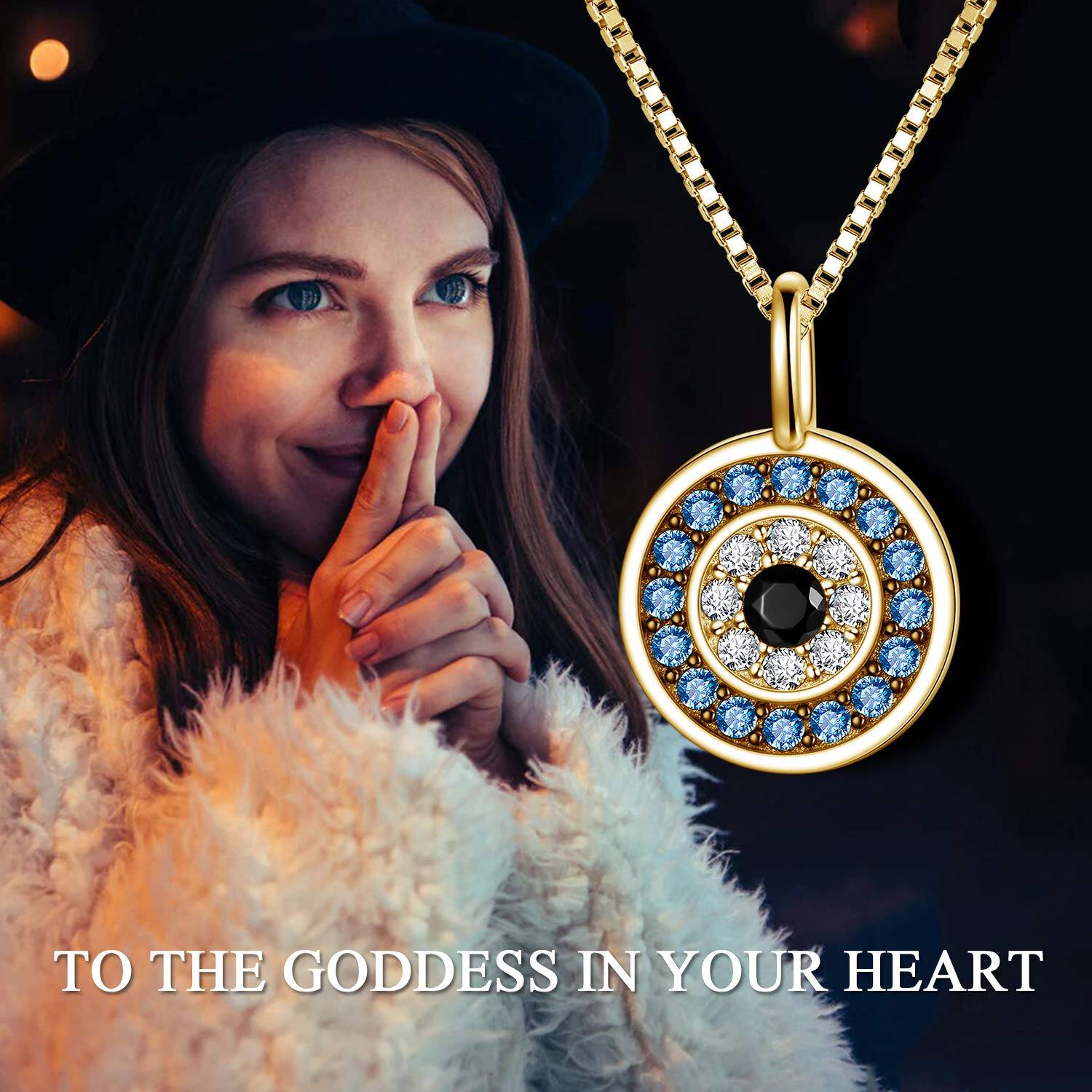 925 Sterling Silver Blue Evil Eye Pendant Necklace