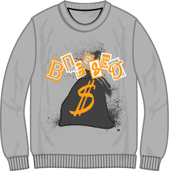 Retro Label Blessed Crewneck (Retro 3 Cool Grey)