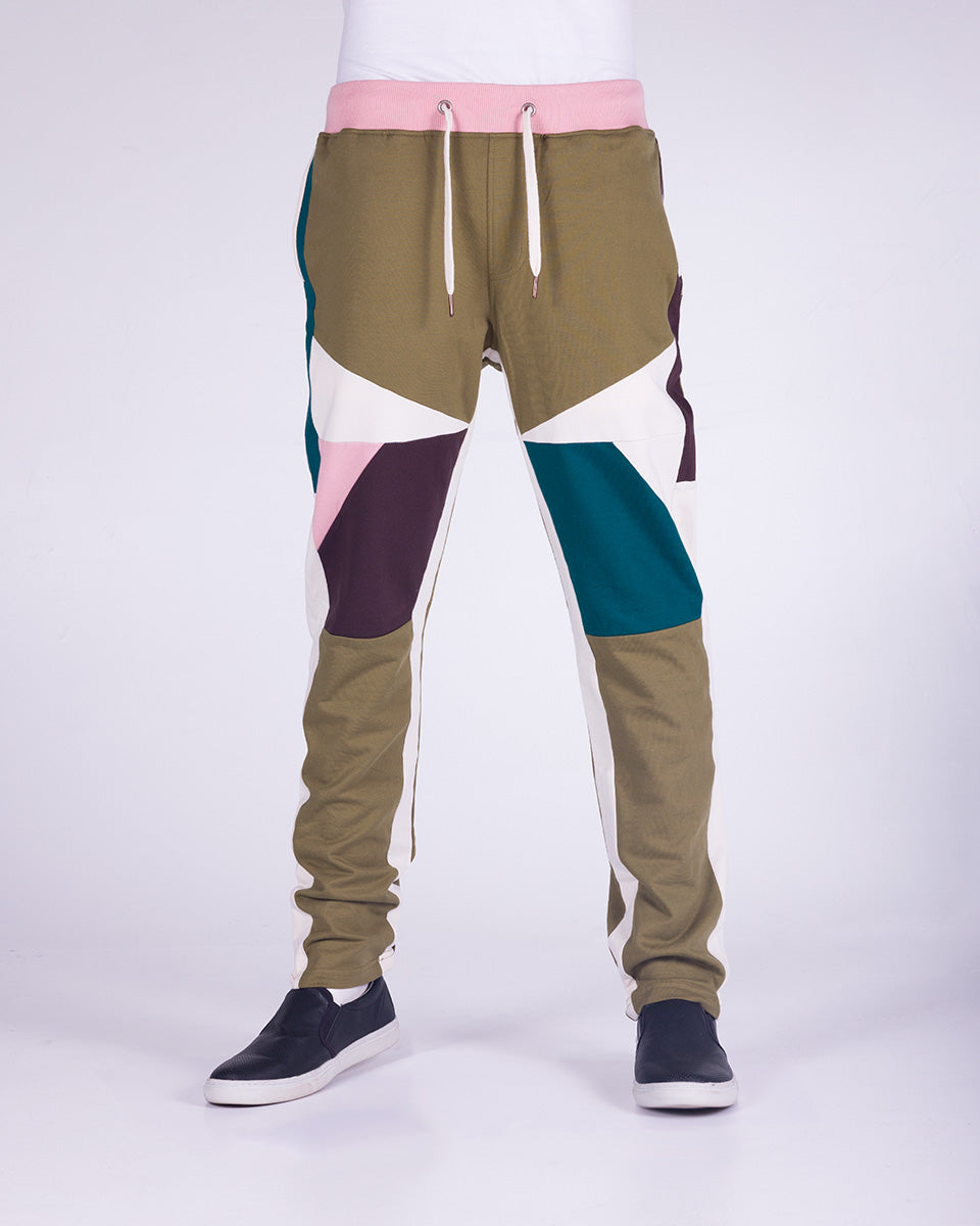 A Tiziano Charlie | Men's Color Blocked French Terry Pant (PALM)