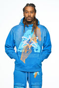 AOLOGNE NEVER ALONE BLUE HOODIE (BLUE)