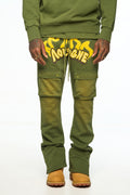 AOLOGNE LEAVE ME AOLOGNE OLIVE STACK JOGGERS (OLIVE)