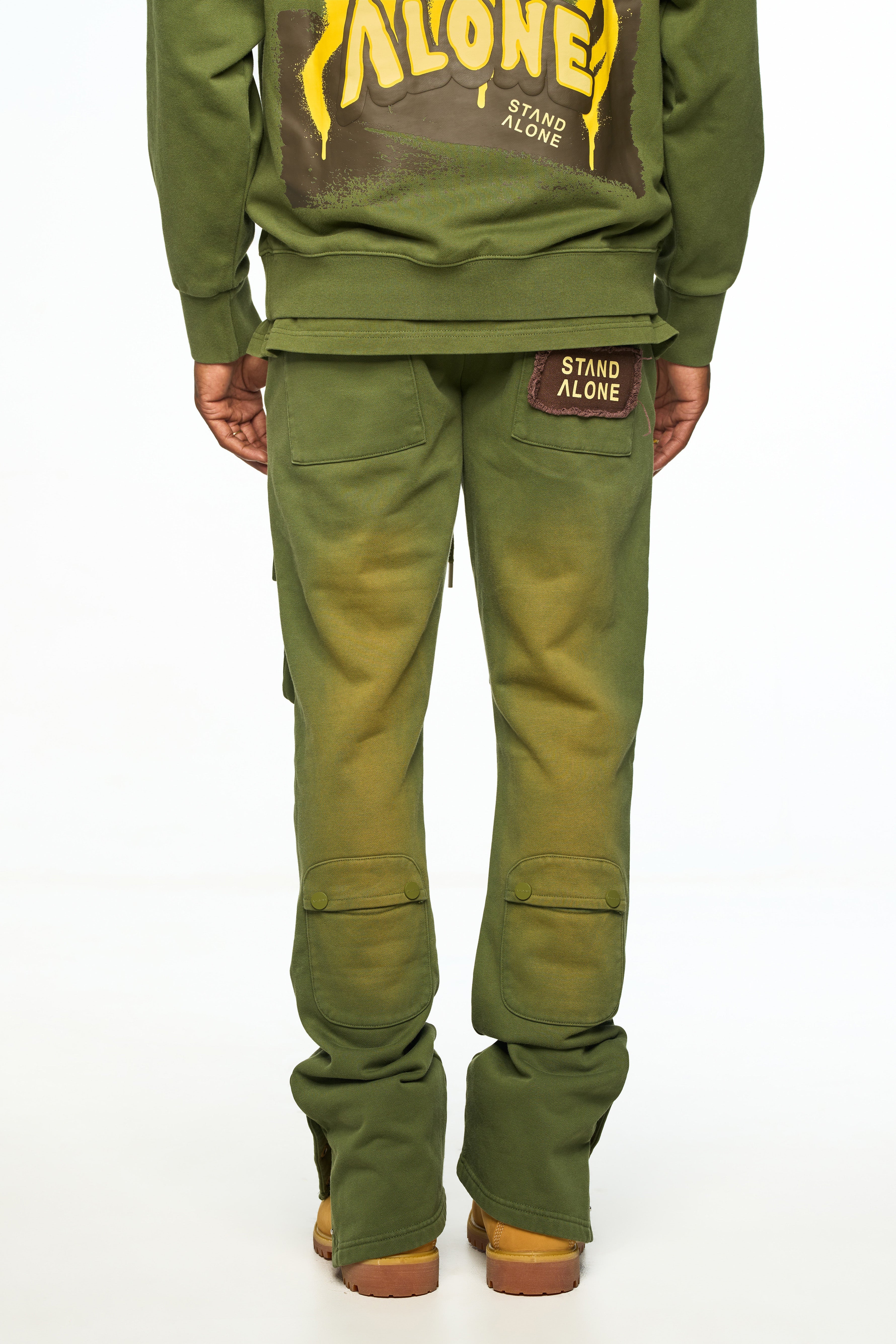 AOLOGNE LEAVE ME AOLOGNE OLIVE STACK JOGGERS (OLIVE)