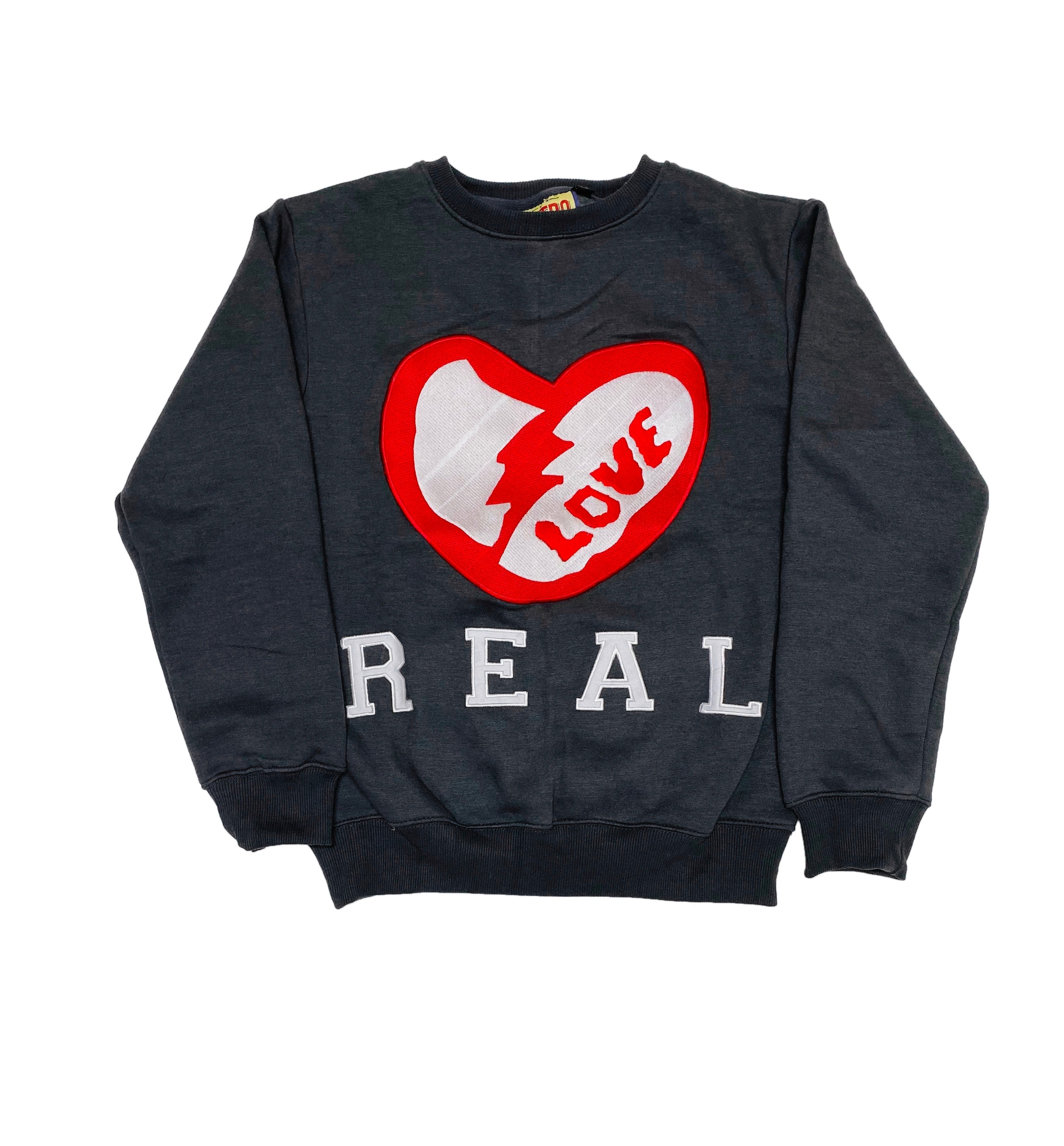 Retro Label Real Love Crewneck (Retro 12 Grey)