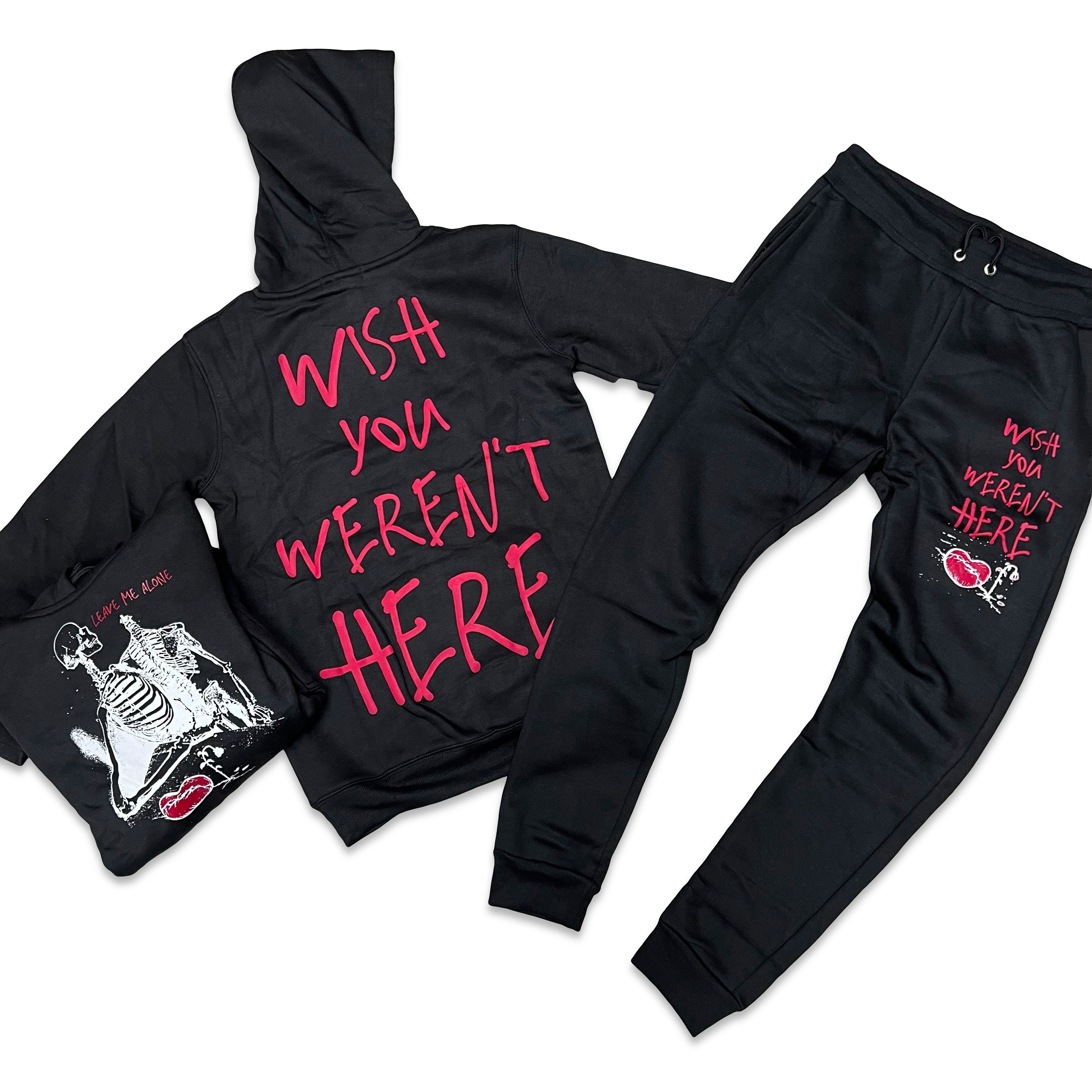 RETRO LABEL LEAVE ME ALONE HOODIE & JOGGER SET (RETRO 12 CHERRY)