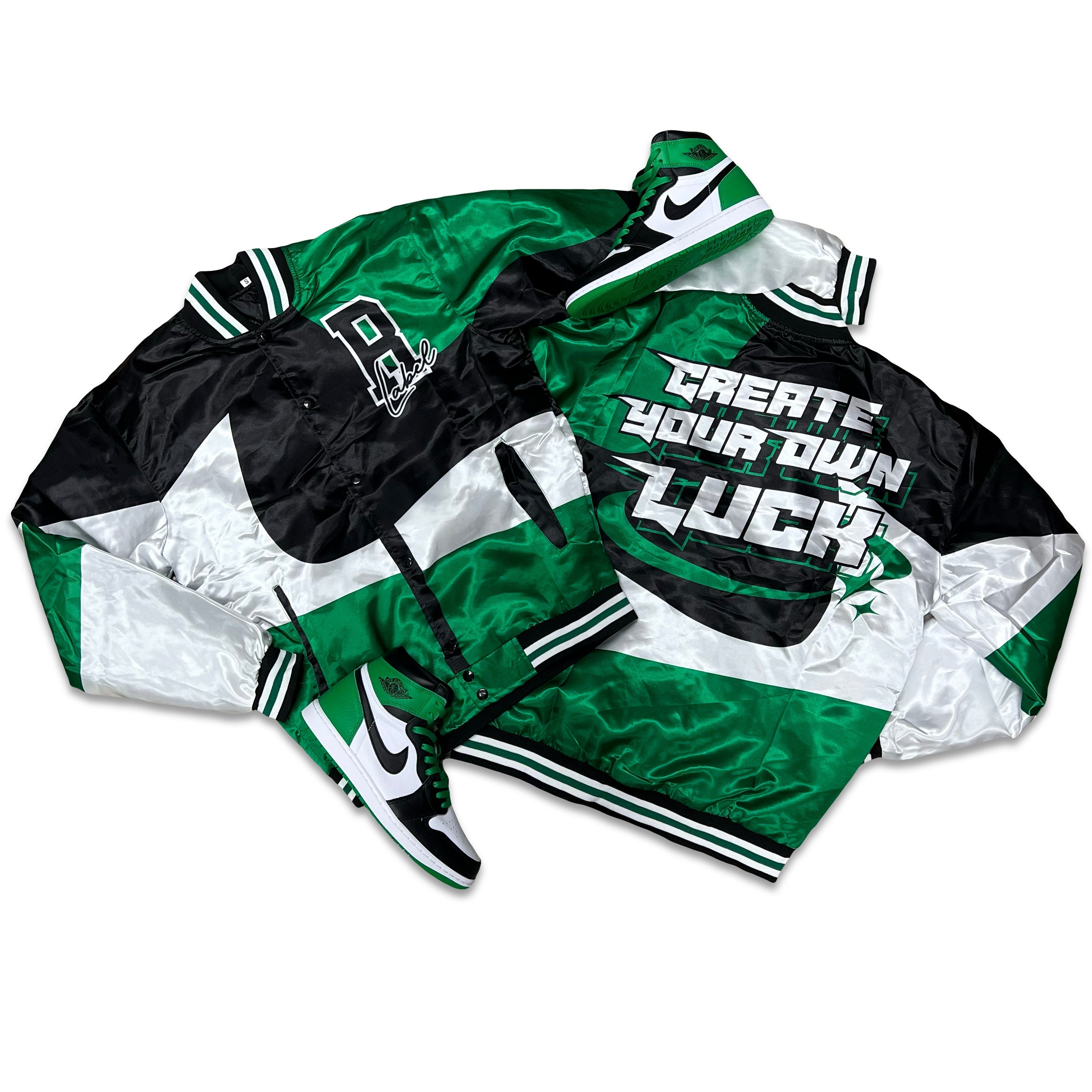 RETRO LABEL Create Your Own Luck Satin JACKET (RETRO 1 Lucky Green)