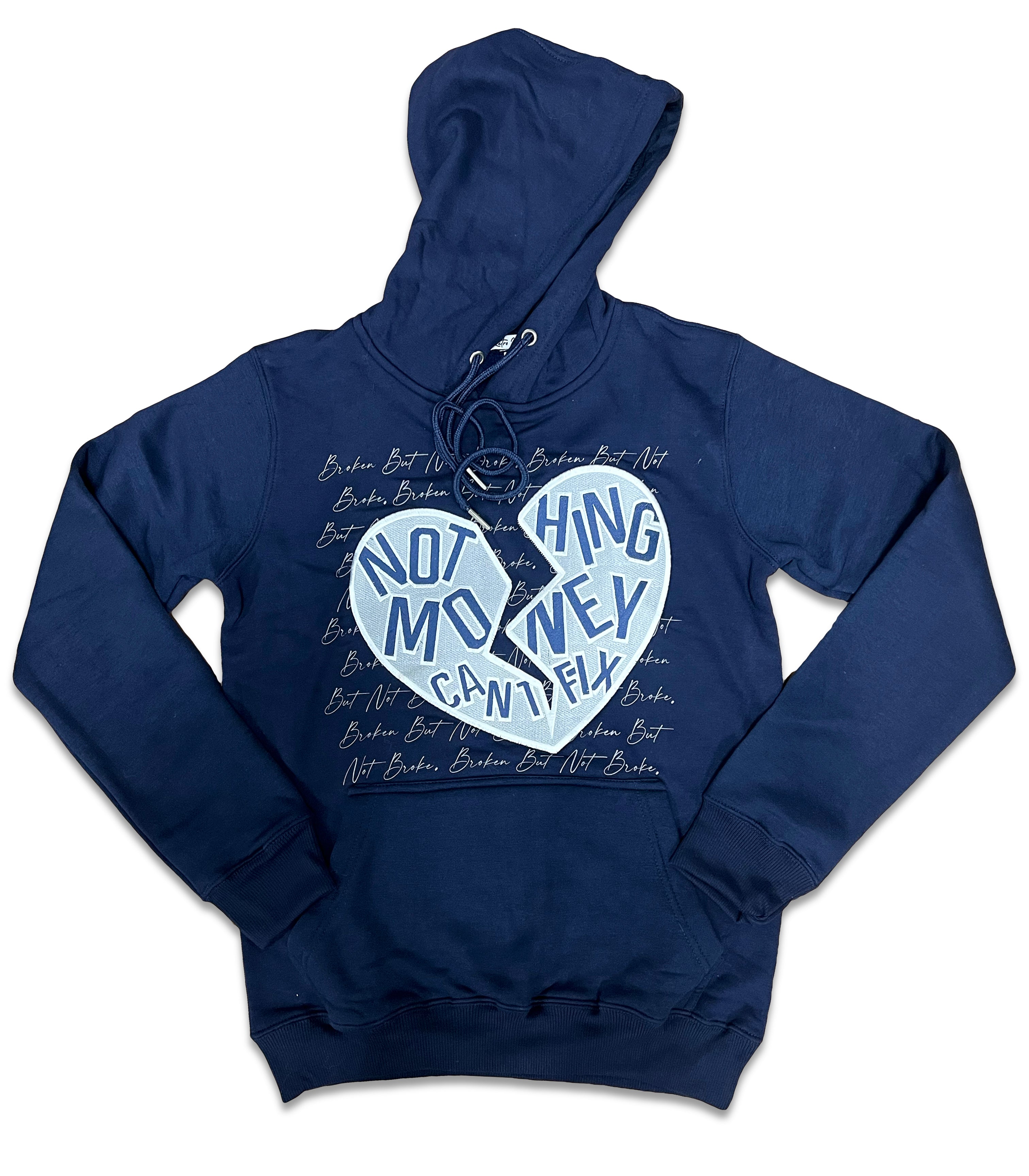 RETRO LABEL Broken but not Broke HOODIE (RETRO 4 MIDNIGHT NAVY)