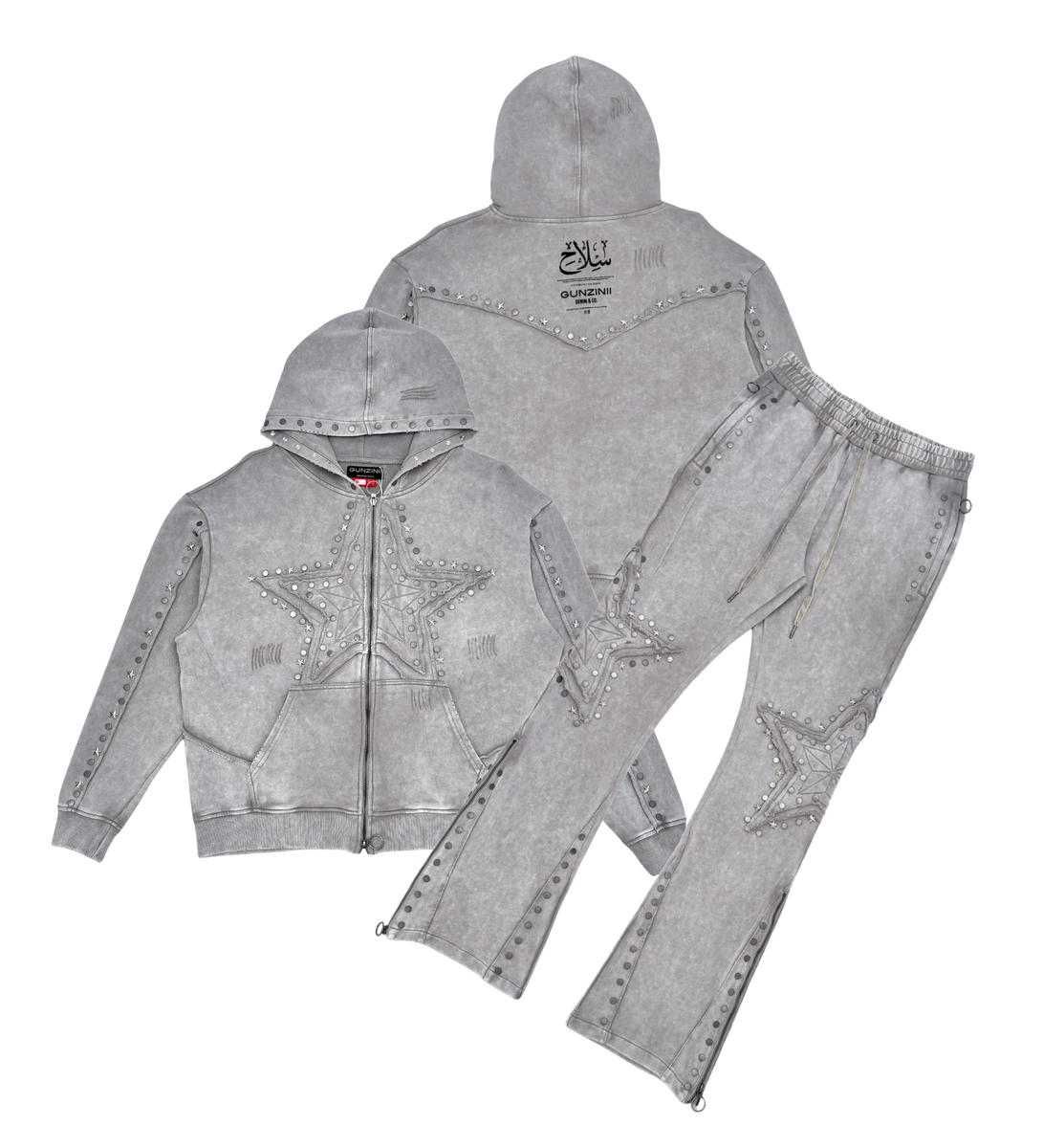 Gunzinii french terry hoodie set (Light Grey)