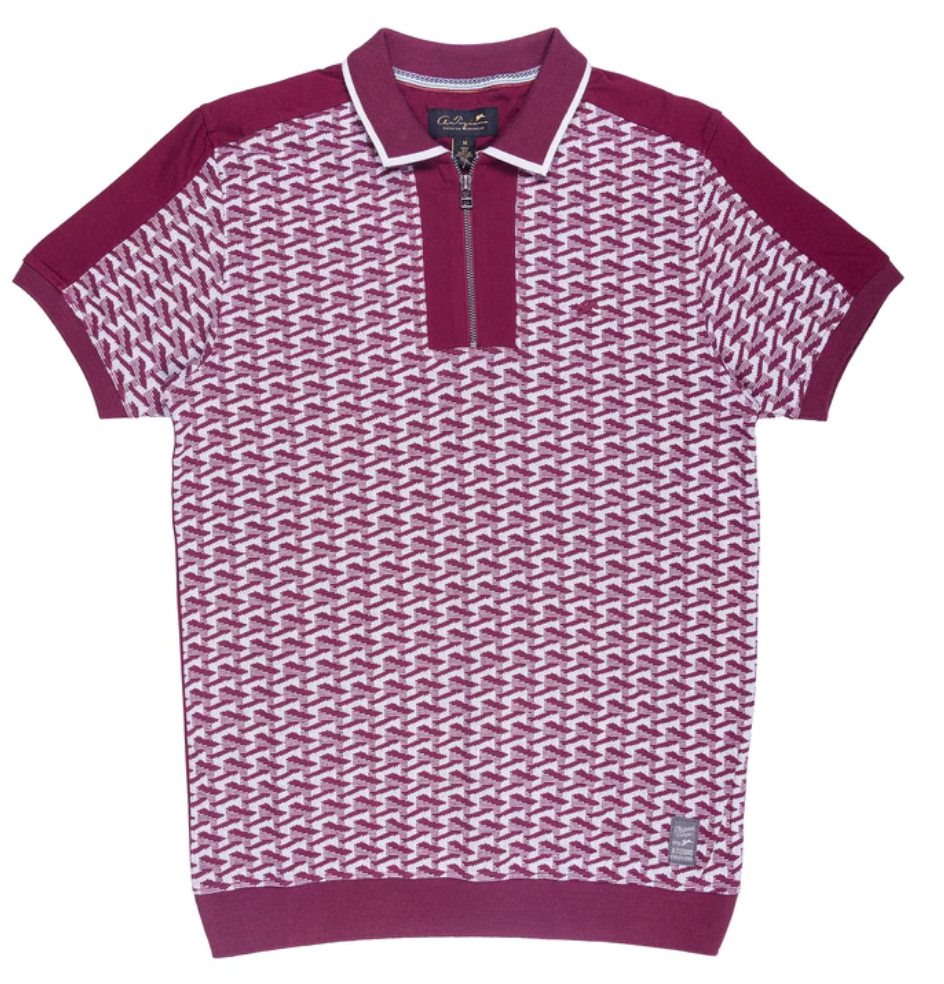 A Tiziano Buddy | Men's Quilted Jacquard Knit Polo (PORT)