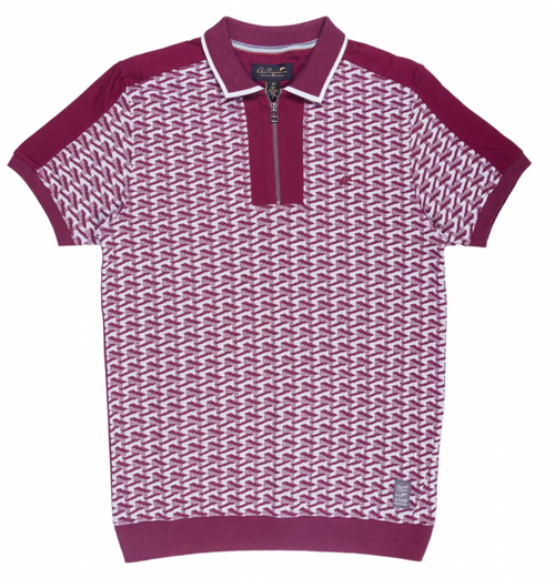 A Tiziano Buddy | Men's Quilted Jacquard Knit Polo (PORT)