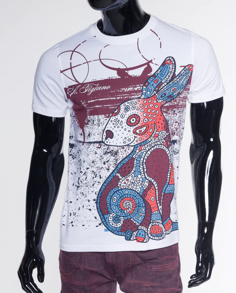 A Tiziano Anderson | Men's Short Sleeve Crew Neck Graphic Tee (WHITE)