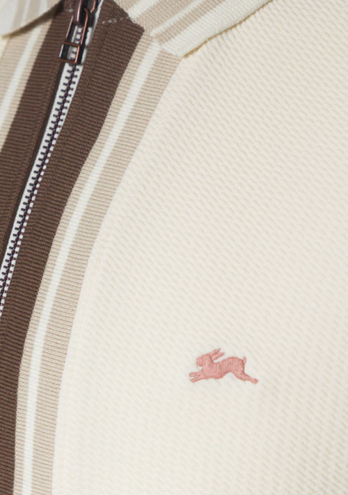 A TIZIANO Easton | Quilted Jacquard Knit Polo (Creme)